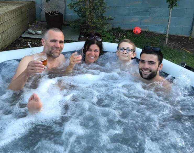 family in hot tub